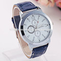 New arrival trendy leather band 3 dial decoration men watch 2014